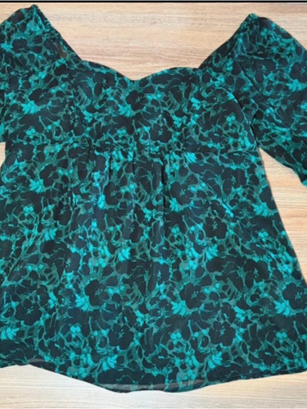 Women's Teal Floral Maternity blouse
